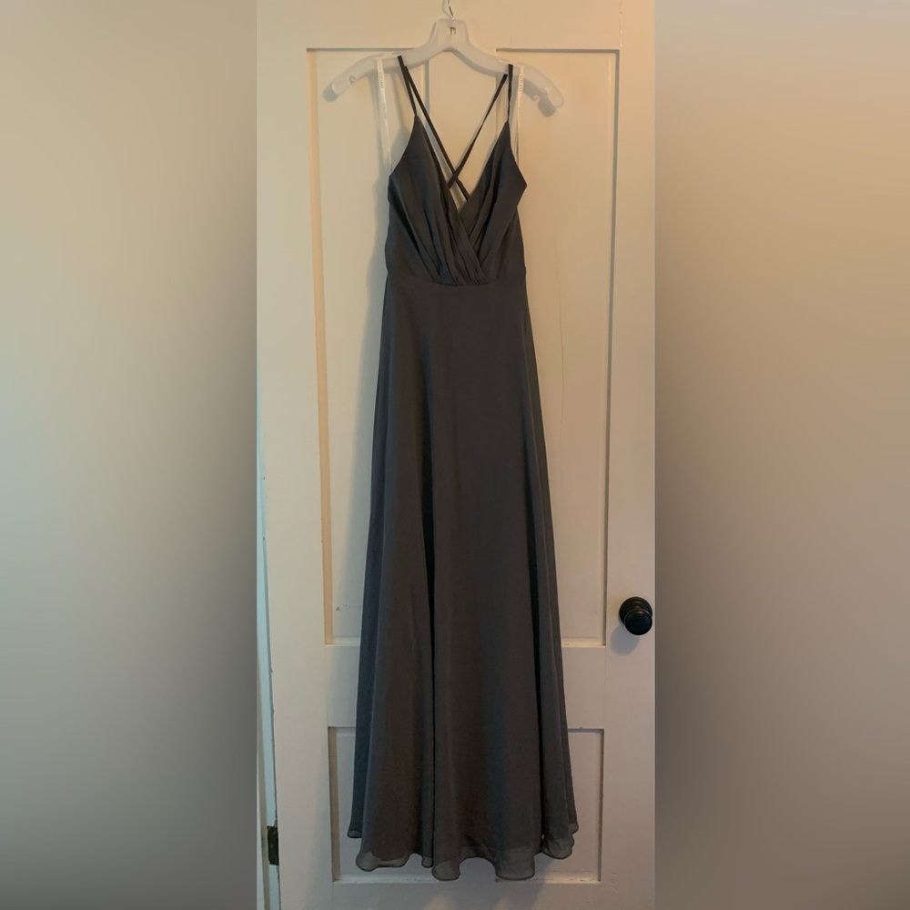 David’s Bridal bridesmaid dress pewter size 0